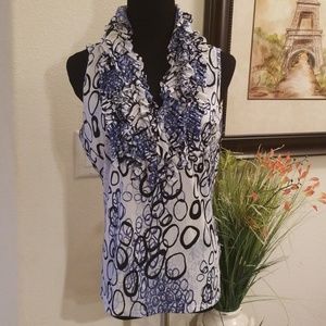 Ruffle neck shell blouse by Milano, M